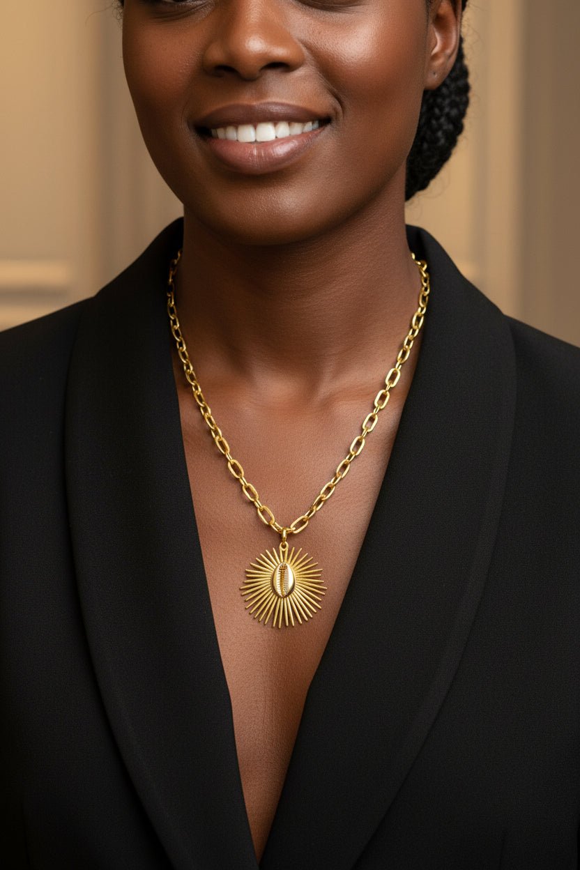 Collier Double Porté Ajustable - Cauri, Kheper ou Aten - Râ en collier ajustable artisanal africain - KaolackCreations