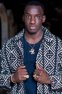 ollier Sankofa artisanal en bronze sur chaîne acier inoxydable