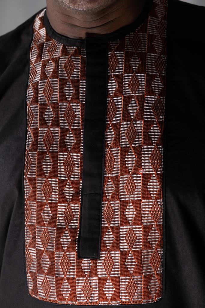 Ensemble Africain Homme kaftan en Coton et Pagne Tissé Manjak - Élégance Traditionnelle en ensemble caftan homme pagne Manjak artisanal africain - KaolackCreations