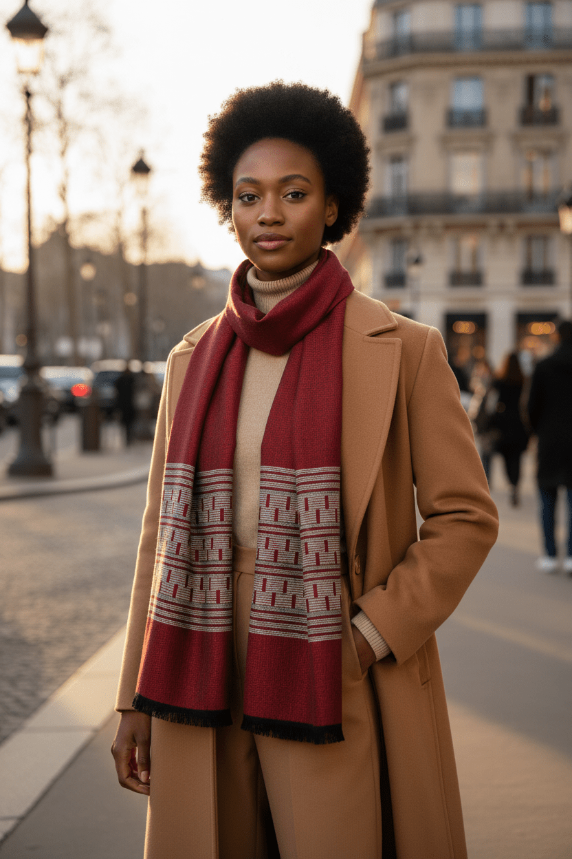 Écharpe en pagne tissé Manjak rouge – Coton africain 100 % en Echarpe en pagne tissé Manjak artisanal africain - KaolackCreations