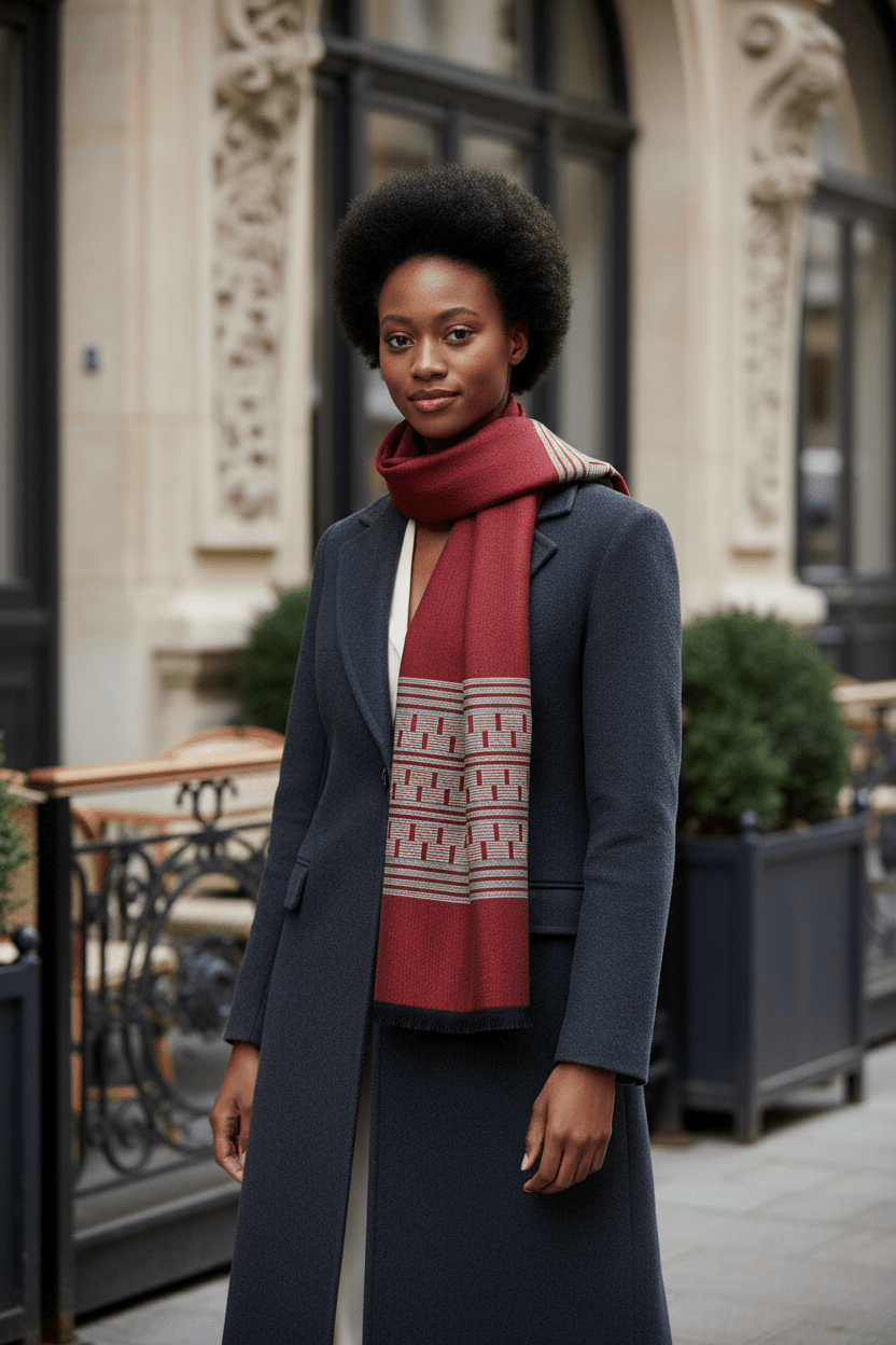 Écharpe en pagne tissé Manjak rouge – Coton africain 100 % en Echarpe en pagne tissé Manjak artisanal africain - KaolackCreations