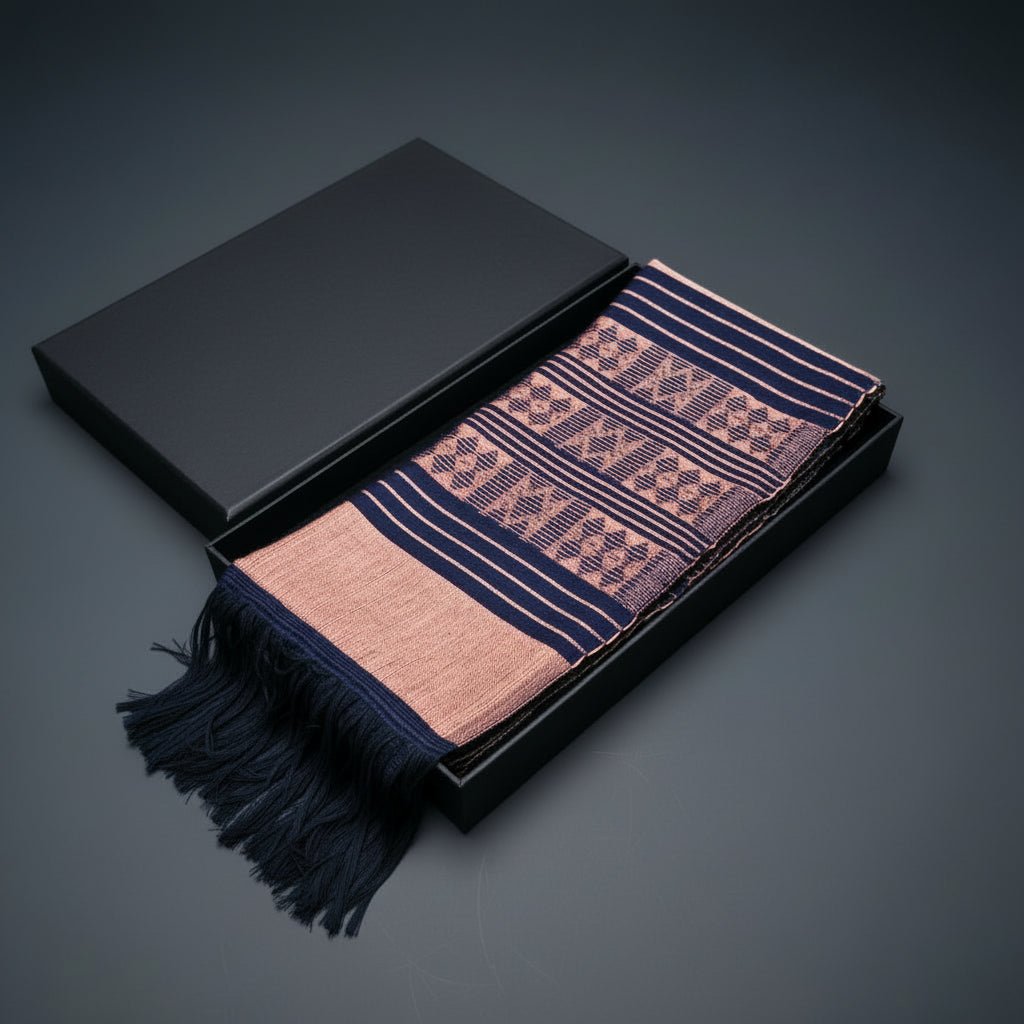 Echarpe - Étole Manjak Saumon - Pagne Tissé Artisanal 100% Coton en etole pagne tissé Manjak artisanal africain - KaolackCreations