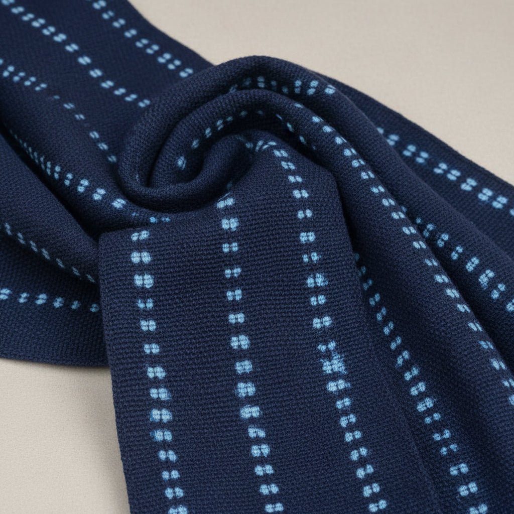Écharpe Ganga indigo artisanale Burkina Faso 1,76m - Teinture traditionnelle doublée coton en Écharpe artisanal africain - KaolackCreations