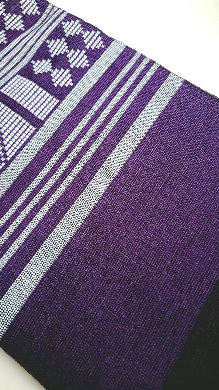 Étole de Luxe en Pagne Tissé Manjak Violet mixte