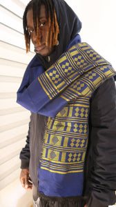 Etole, Écharpe Bleue, Véritable Pagne Manjak Tissé - Artisanat Africain de Qualité Exceptionnelle en etole en Pagne Manjak artisanal africain - KaolackCreations