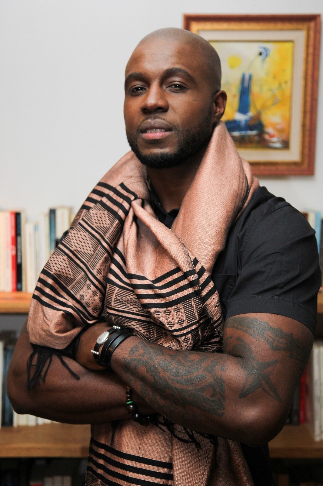 Echarpe-Étole Manjak Saumon - Pagne Tissé Artisanal 100% Coton