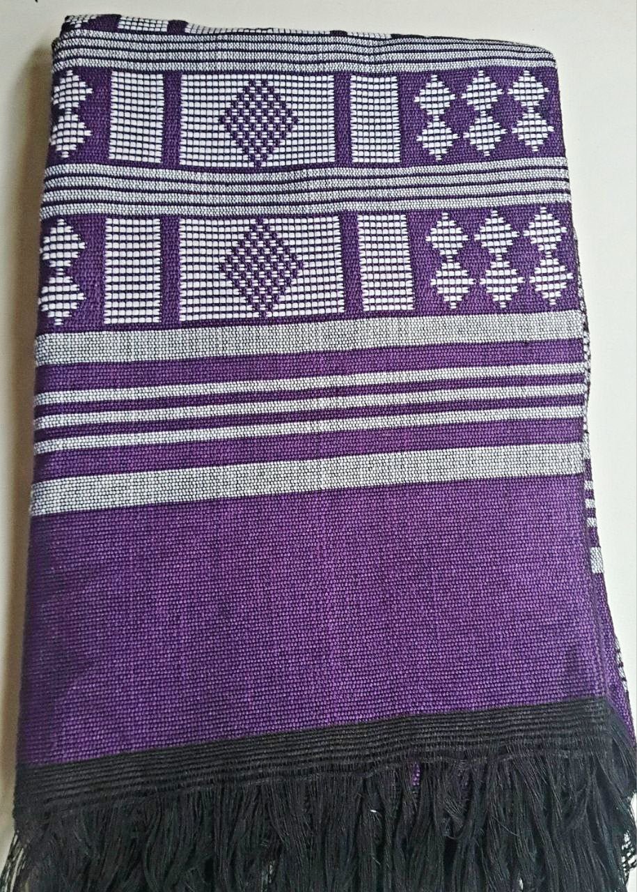 Détail du tissage Manjak de Luxe violet, coton artisanal mode africaine kaolack creations