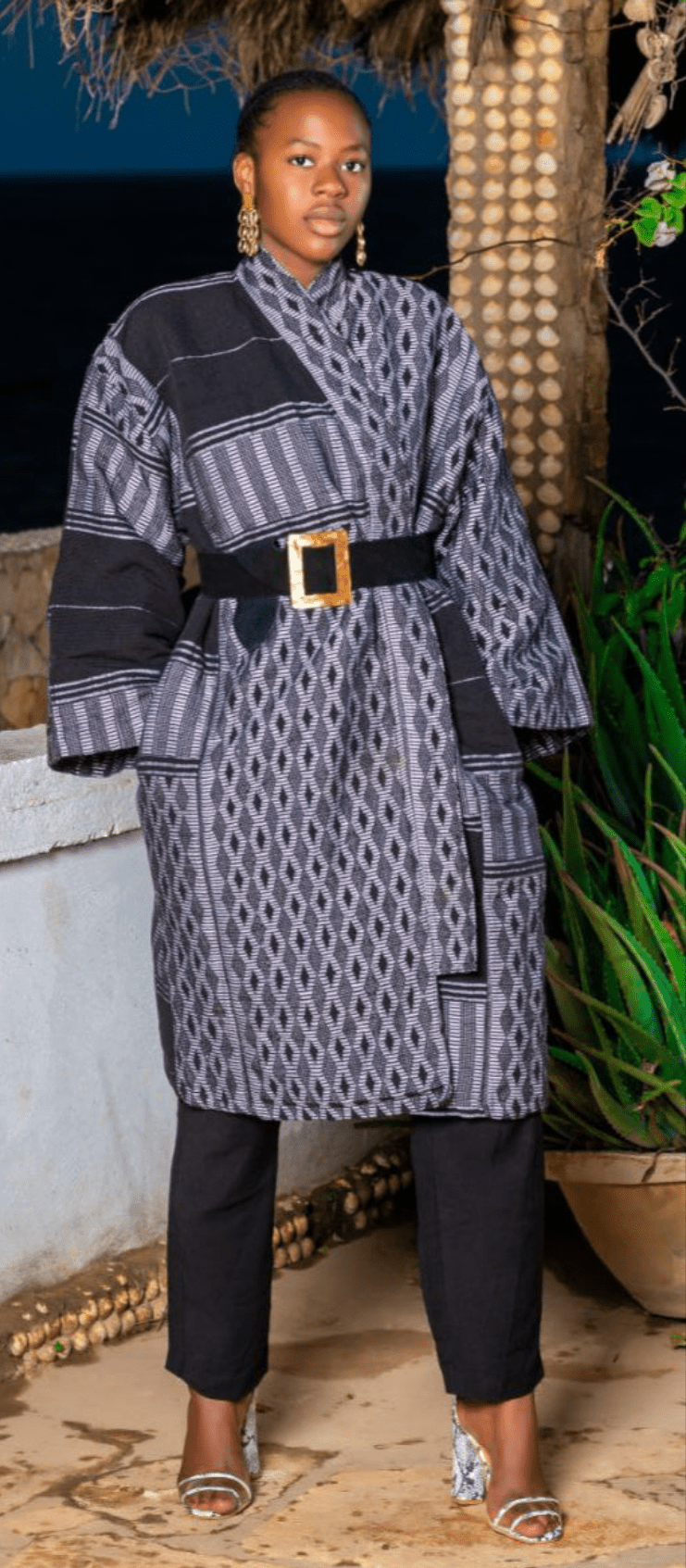 Kimono en pagne Manjak – manteau couture mixte, 100 % coton africain en kimono bogolan artisanal africain - KaolackCreations