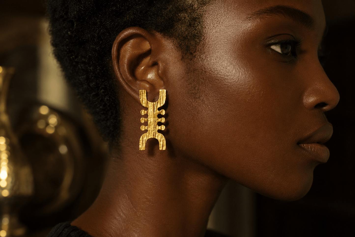 NIT – Boucles d'oreilles africaines originales en bronze doré en Boucles d'oreilles artisanal africain - KaolackCreations