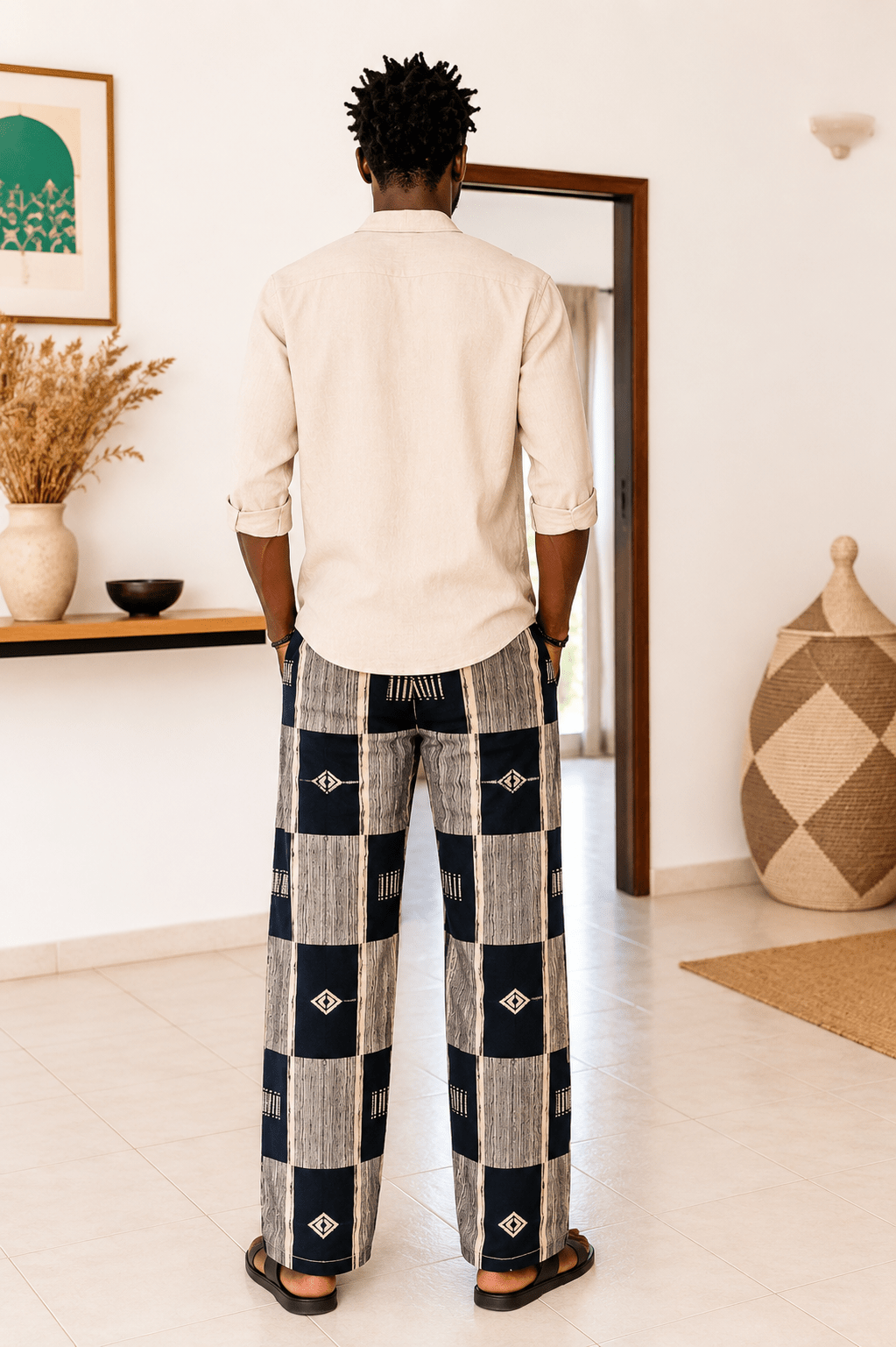Pantalon en véritable pagne tissé Sénoufo de Korhogo – Mixte – 100 % coton en Vêtements > Pantalons artisanal africain - KaolackCreations