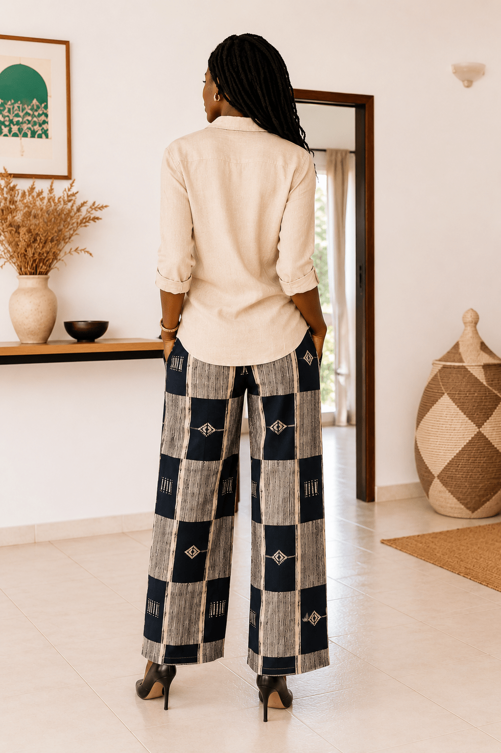Pantalon en véritable pagne tissé Sénoufo de Korhogo – Mixte – 100 % coton en Vêtements > Pantalons artisanal africain - KaolackCreations