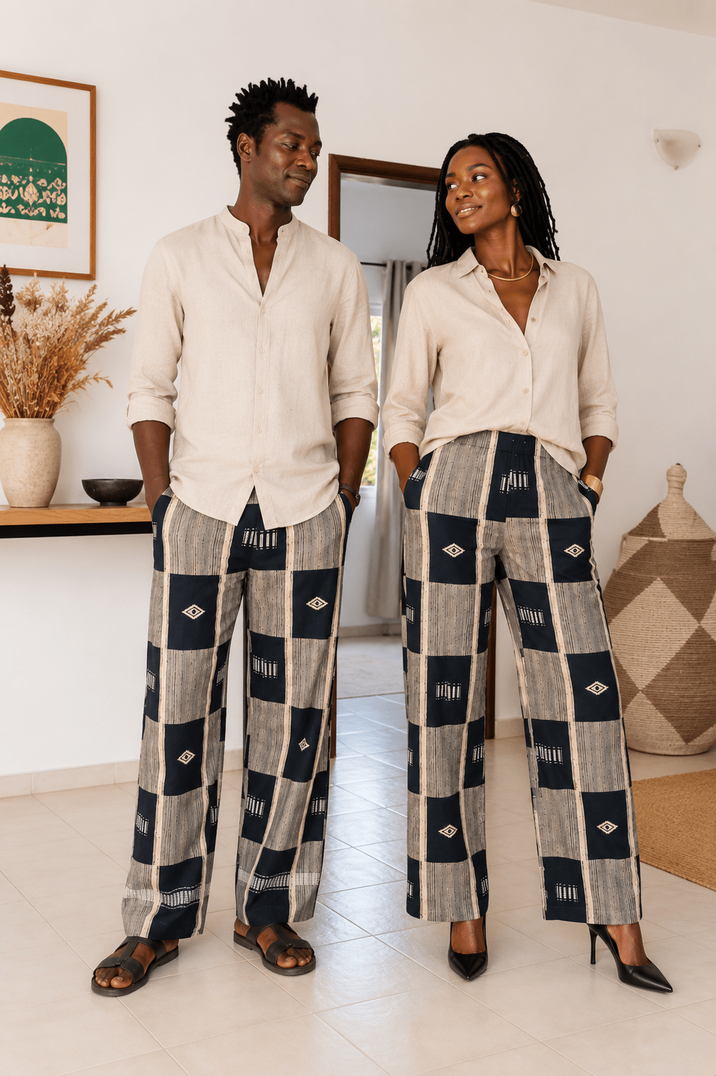Pantalon en véritable pagne tissé Sénoufo de Korhogo – Mixte – 100 % coton en Vêtements > Pantalons artisanal africain - KaolackCreations