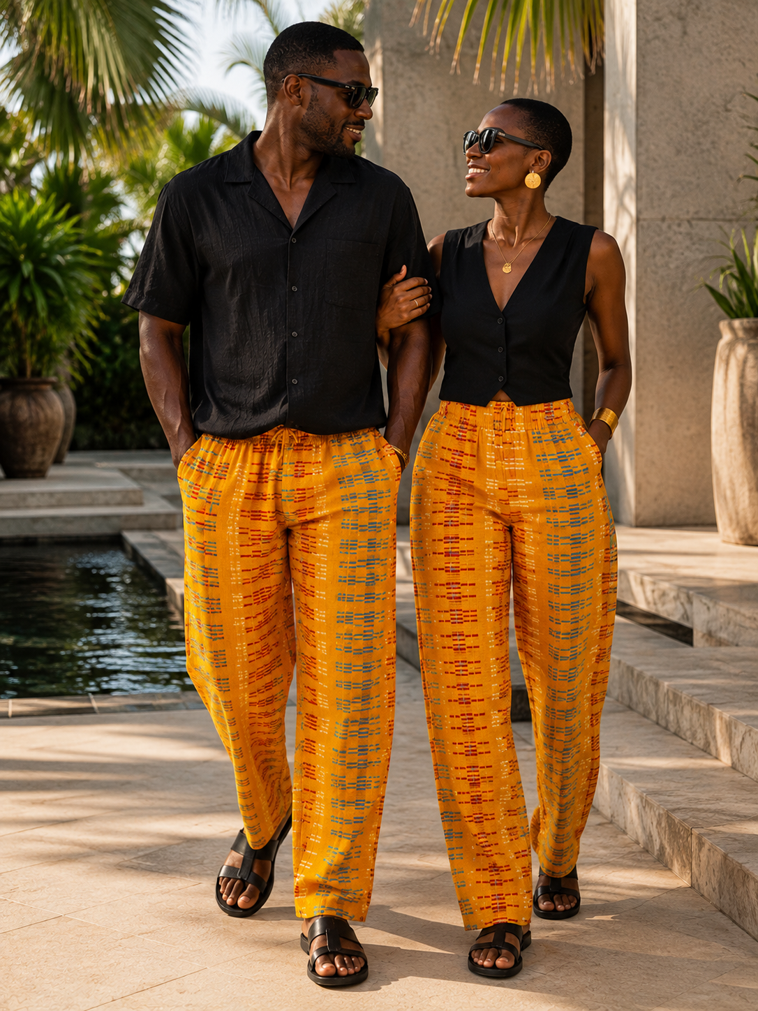 Pantalon en Kente authentique tissé main – Kita Akan – Mixte – 100 % coton