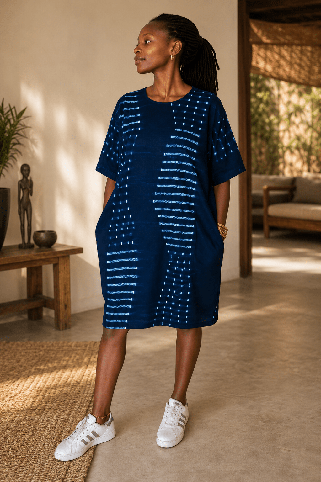 Robe en véritable pagne tissé indigo du Burkina Faso en Robe artisanal africain - KaolackCreations