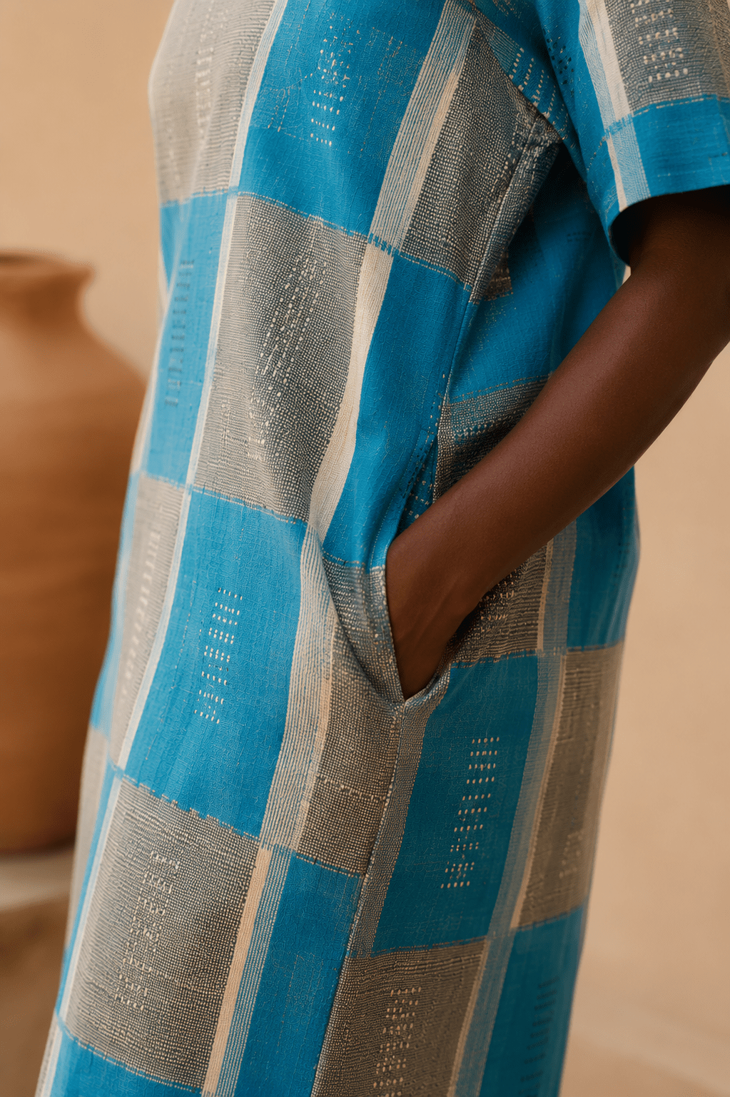 Robe femme en véritable pagne tissé Sénoufo de Waraniéré – 100 % coton en Robe en Pagne Senoufo artisanal africain - KaolackCreations