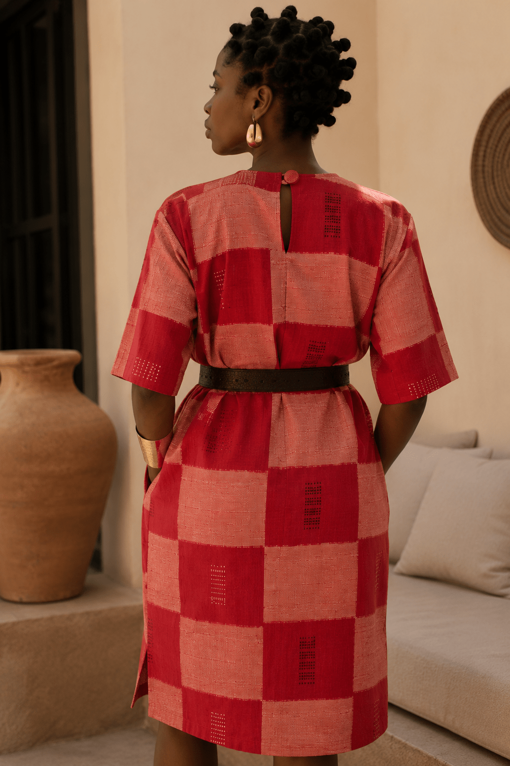 Robe femme en véritable pagne tissé Sénoufo de Waraniéré – 100 % coton en Robe en Pagne Senoufo artisanal africain - KaolackCreations