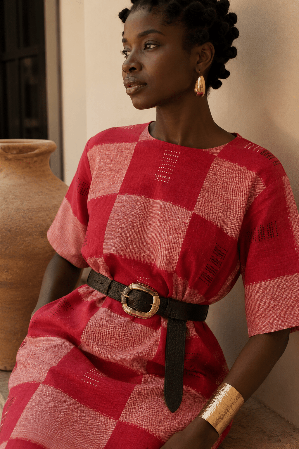 Robe femme en véritable pagne tissé Sénoufo de Waraniéré – 100 % coton en Robe en Pagne Senoufo artisanal africain - KaolackCreations