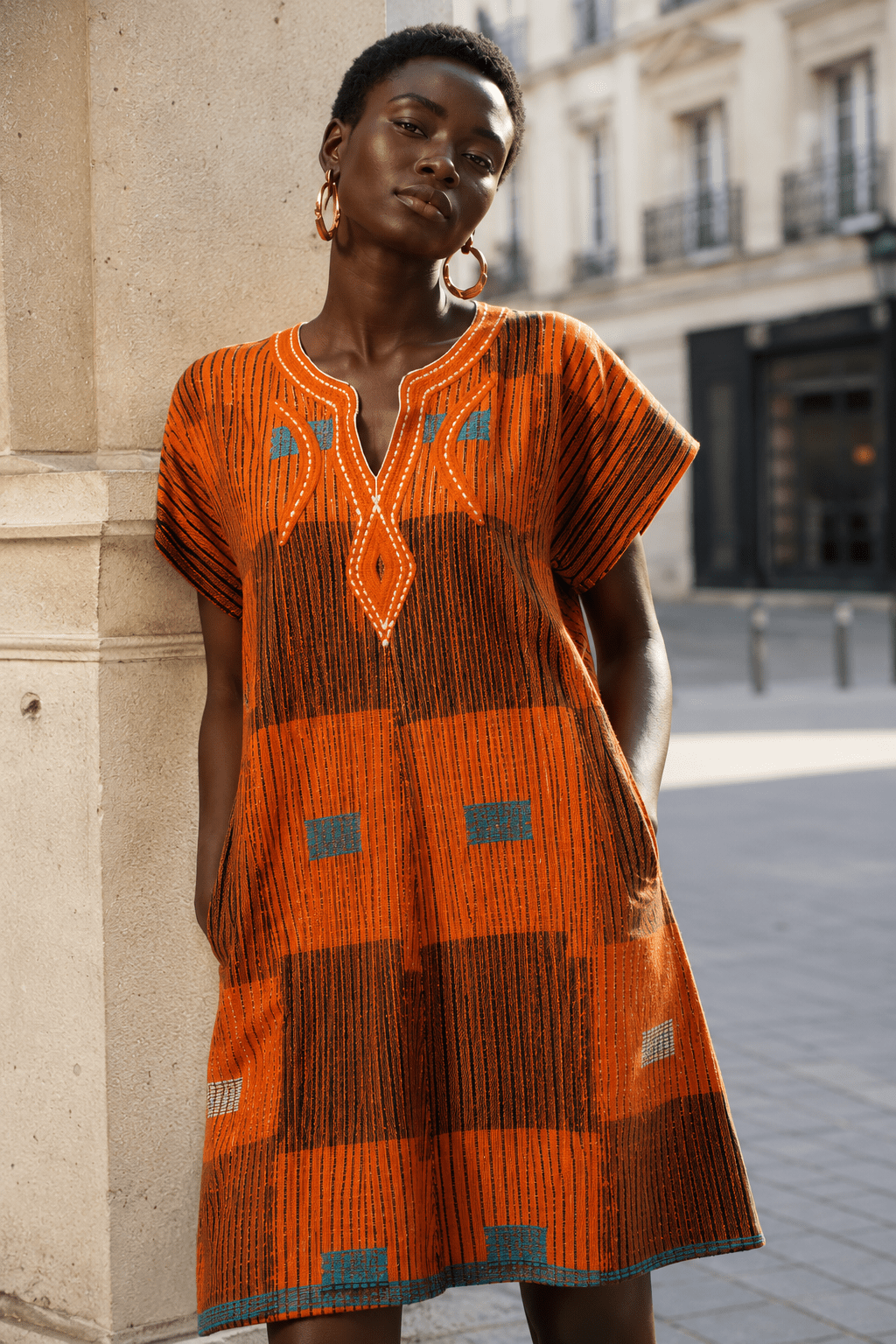 Robe traditionnelle pagne Senoufo tissé main en Robe en Pagne Senoufo artisanal africain - KaolackCreations