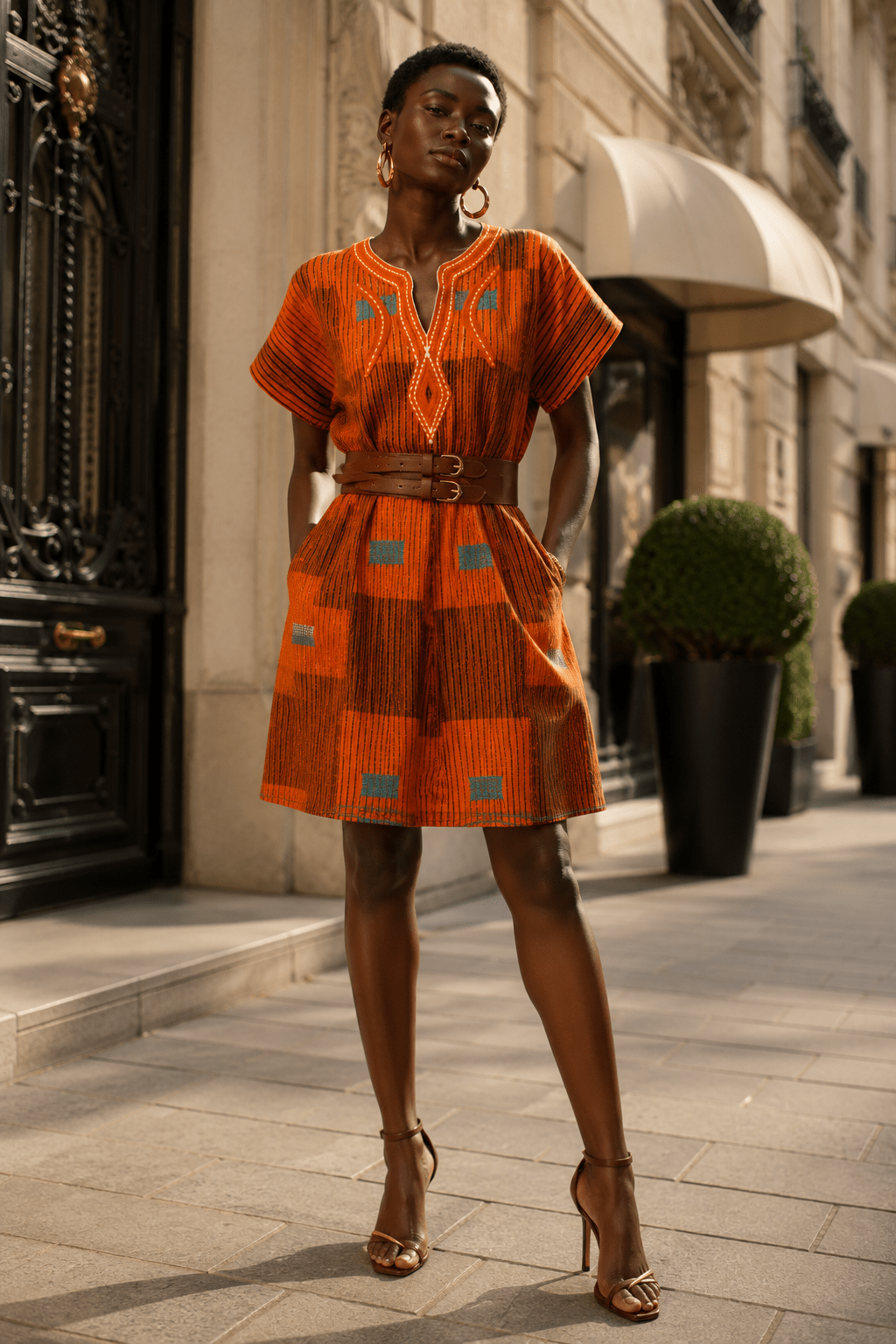 Robe traditionnelle pagne Senoufo tissé main en Robe en Pagne Senoufo artisanal africain - KaolackCreations
