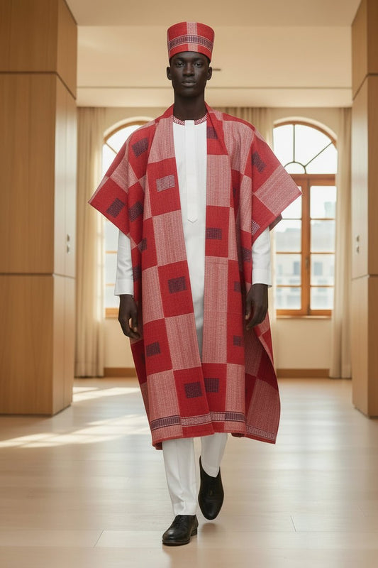 Tenue africaine homme 4 pièces en coton – Kaftan noir et pagne Sénoufo en Vêtements homme artisanal africain - KaolackCreations