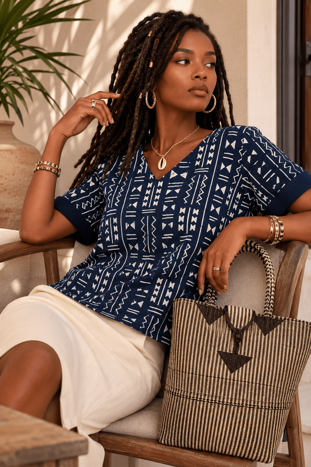 Tunique femme en indigo Galafini en tunique femme Galafini artisanal africain - KaolackCreations
