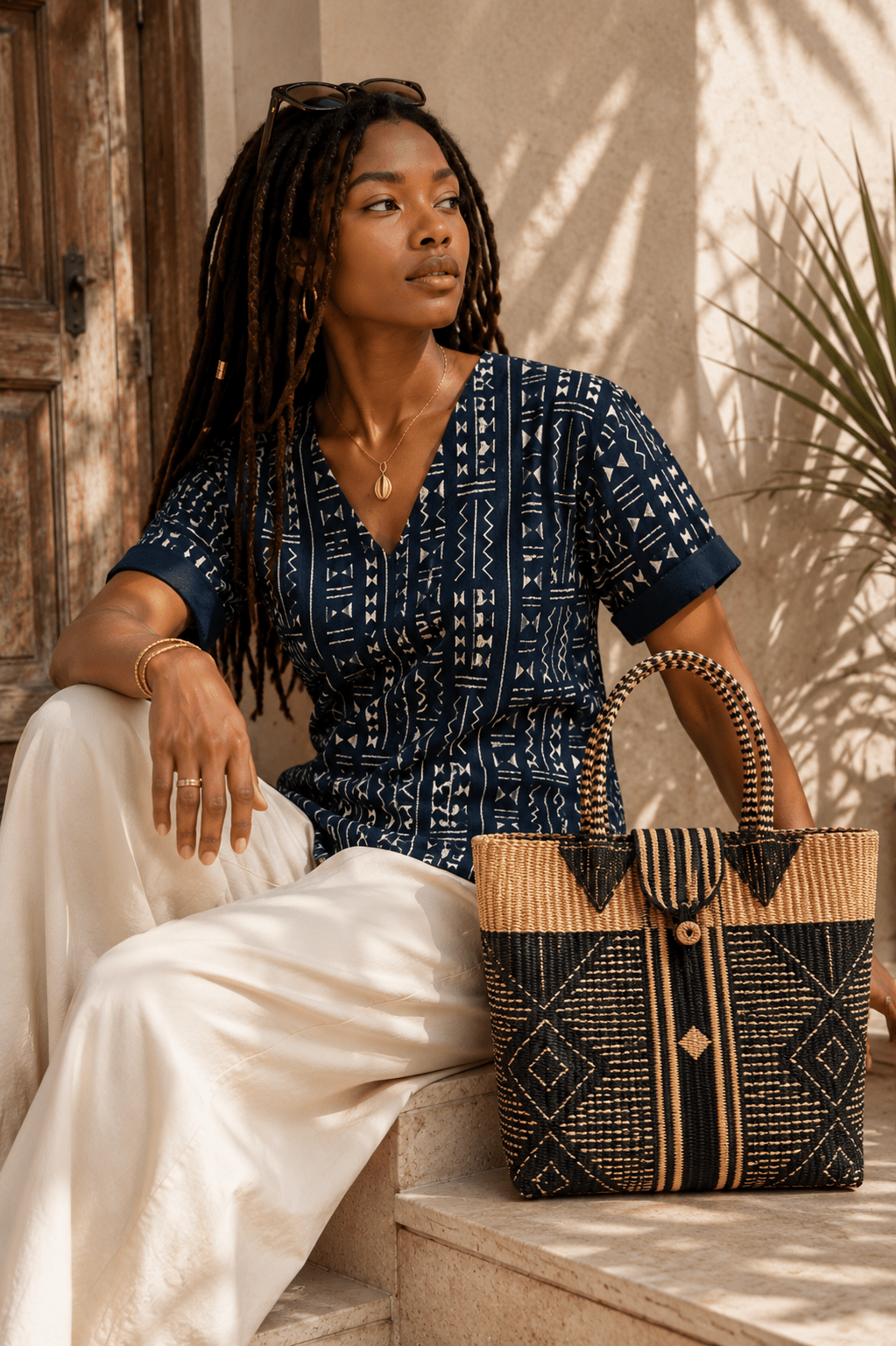 Tunique femme en indigo Galafini en tunique femme Galafini artisanal africain - KaolackCreations