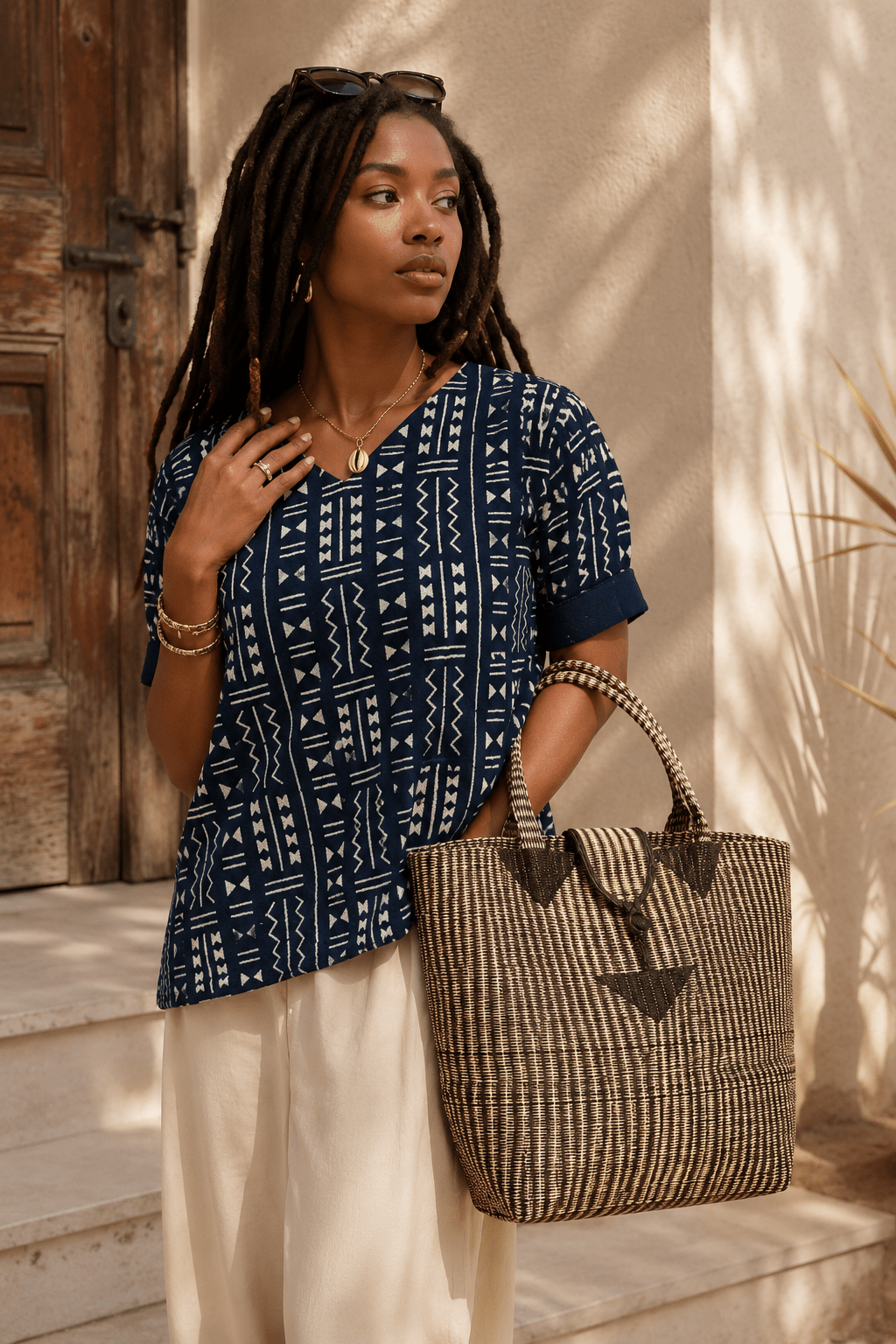 Tunique femme en indigo Galafini en tunique femme Galafini artisanal africain - KaolackCreations