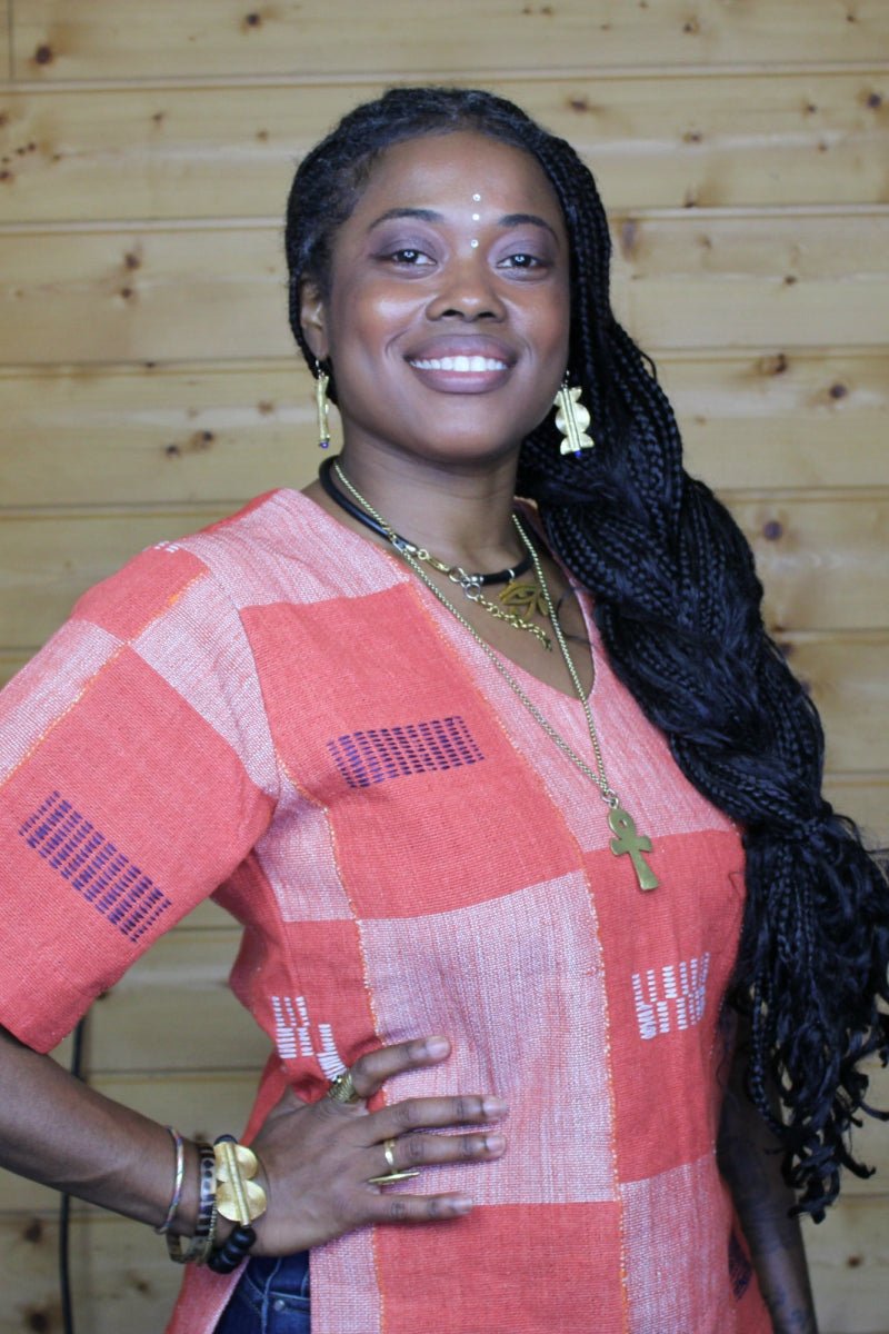 Tunique femme en pagne africain Sénoufo – coton tissé main en Tunique femme pagne Sénoufo artisanal africain - KaolackCreations