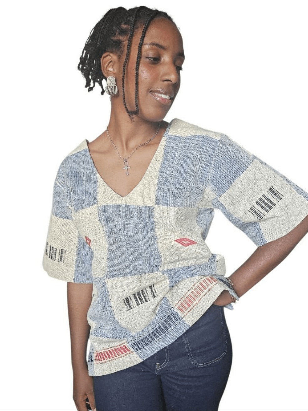 Tunique femme en pagne africain Sénoufo – coton tissé main en Tunique femme pagne Sénoufo artisanal africain - KaolackCreations