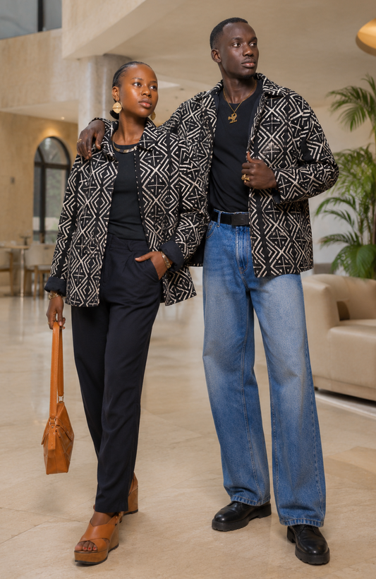 veste en bogolan du mali doublée de coton coupe couture