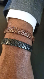 Bracelet Homme Cuir et Argent - Fabriqué en Afrique