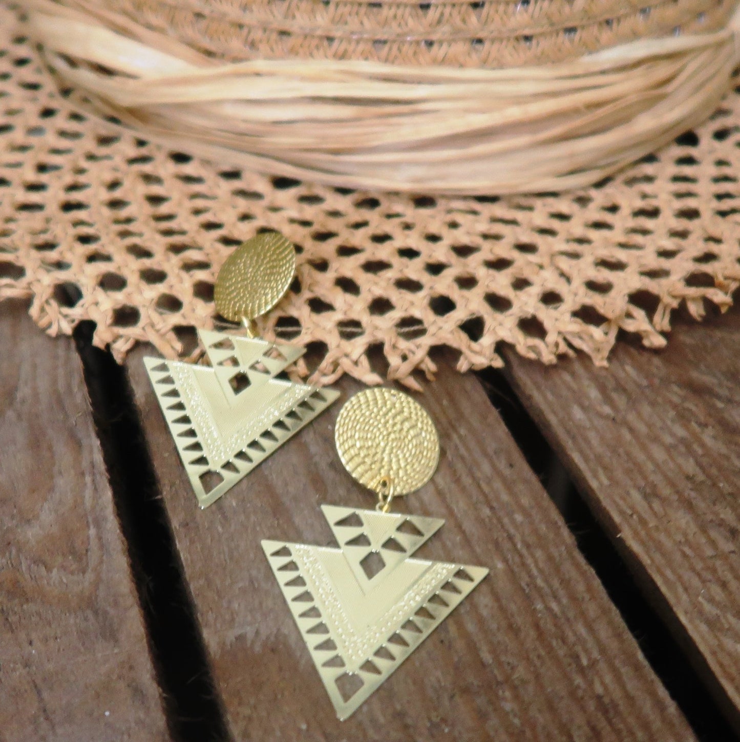 Boucles d'oreilles Kemet dorées en Boucles d'oreilles Kemet artisanal africain - KaolackCreations