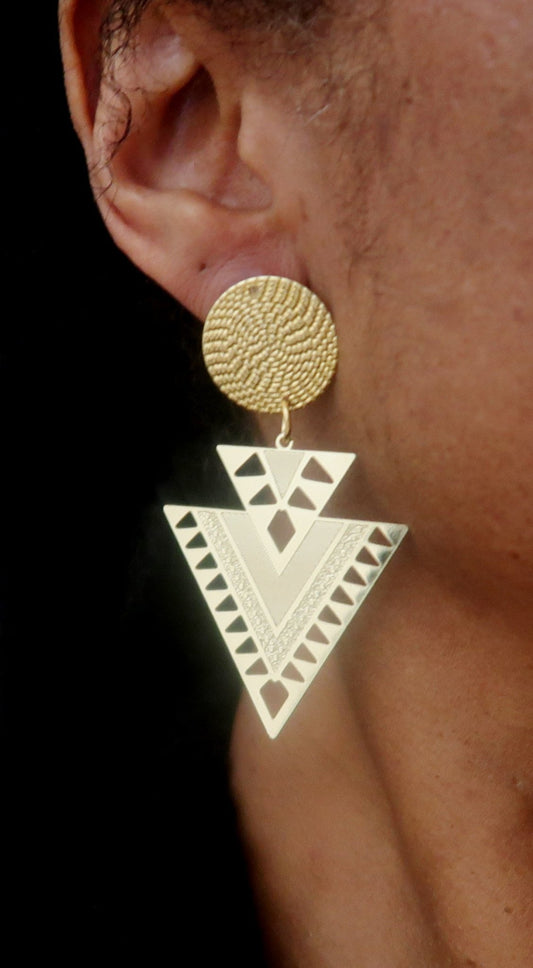 Boucles d'oreilles Kemet dorées en Boucles d'oreilles Kemet artisanal africain - KaolackCreations