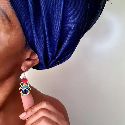 Boucles d'oreilles KHEPER en Zamak avec Attache Gold Filled 14 K | Collection Anti - Allergie en Boucles d'oreilles artisanal africain - KaolackCreations