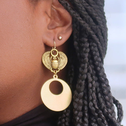 Boucles d'oreilles MaâtWings, Attaches Gold filled 14 K ou Argent Silver 925 en boucles d'oreilles MaâtWings artisanal africain - KaolackCreations