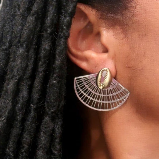 Boucles d'oreilles "Noubet" Cauri, Tige Argent Silver 925 ou Gold filled en boucles d'oreilles artisanal africain - KaolackCreations