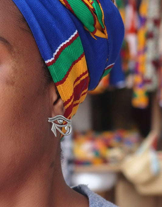 Boucles d'oreilles "Oudjat" ou Oeil d'Horus, Tige Argent Silver 925 en boucles d'oreilles artisanal africain - KaolackCreations