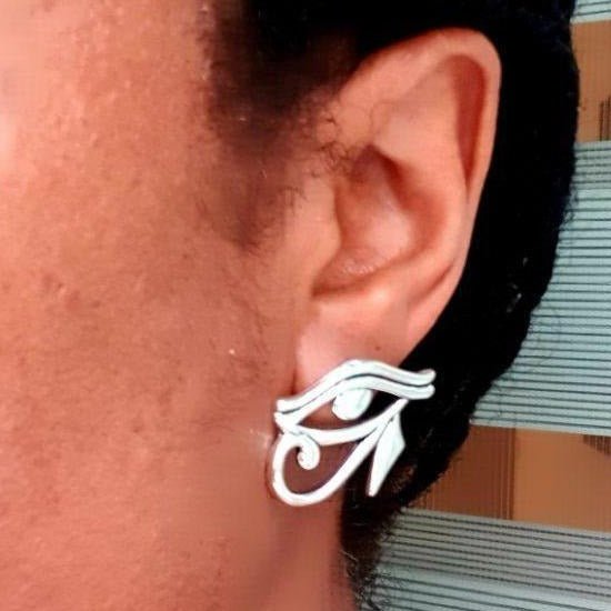 Boucles d'oreilles "Oudjat" ou Oeil d'Horus, Tige Argent Silver 925 en boucles d'oreilles artisanal africain - KaolackCreations