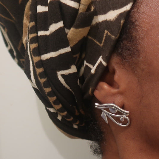 Boucles d'oreilles "Oudjat" ou Oeil d'Horus, Tige Argent Silver 925 en boucles d'oreilles artisanal africain - KaolackCreations