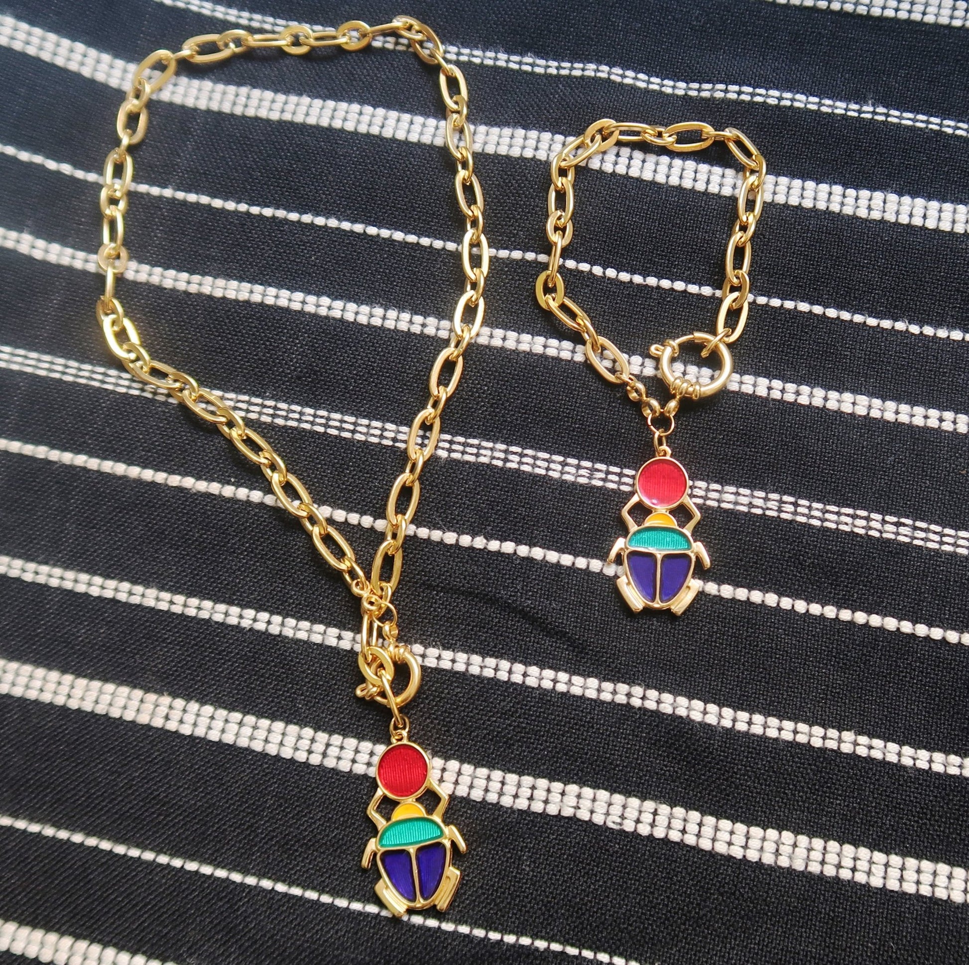 Bracelet Kheper, chaîne à gros maillons en acier inoxydable en BRACELET KHEPER artisanal africain - KaolackCreations