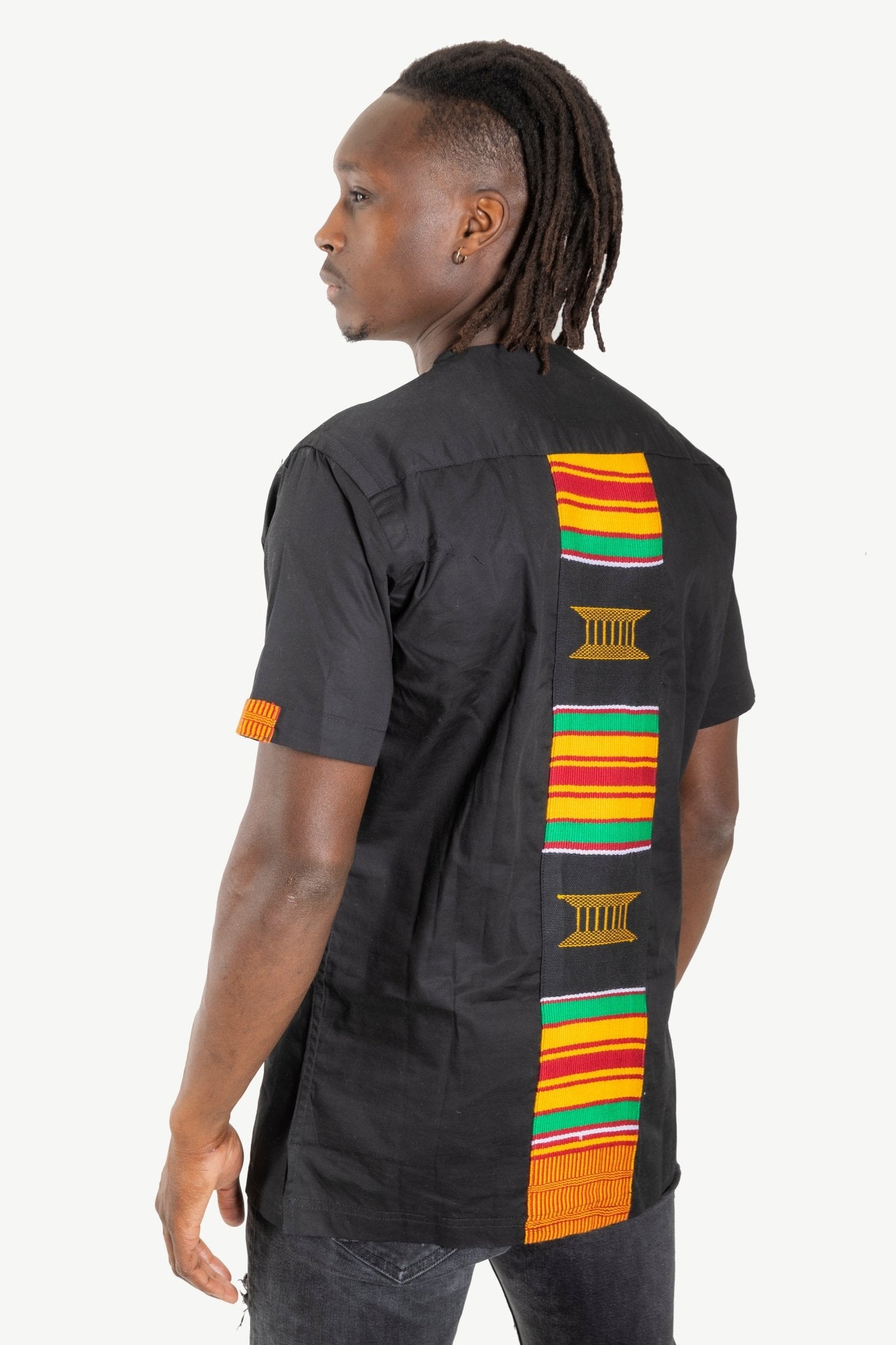 Chemise tunique en Kente Ashanti et coton (Collection Yaa) en Chemise homme artisanal africain - KaolackCreations