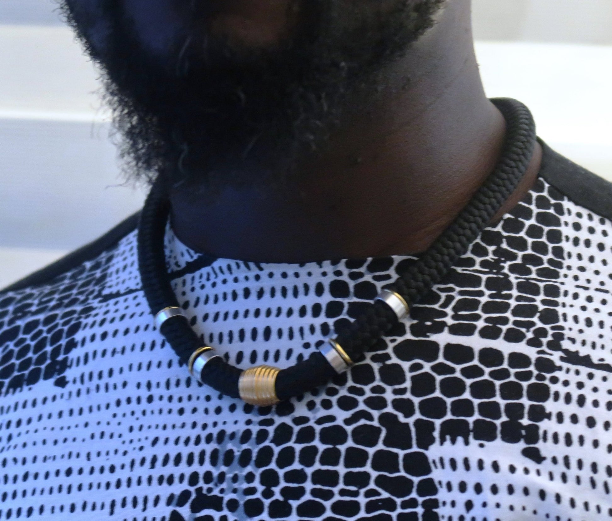 Collier Atoum Cordage et bagues repositionnables en collier homme cordage artisanal africain - KaolackCreations