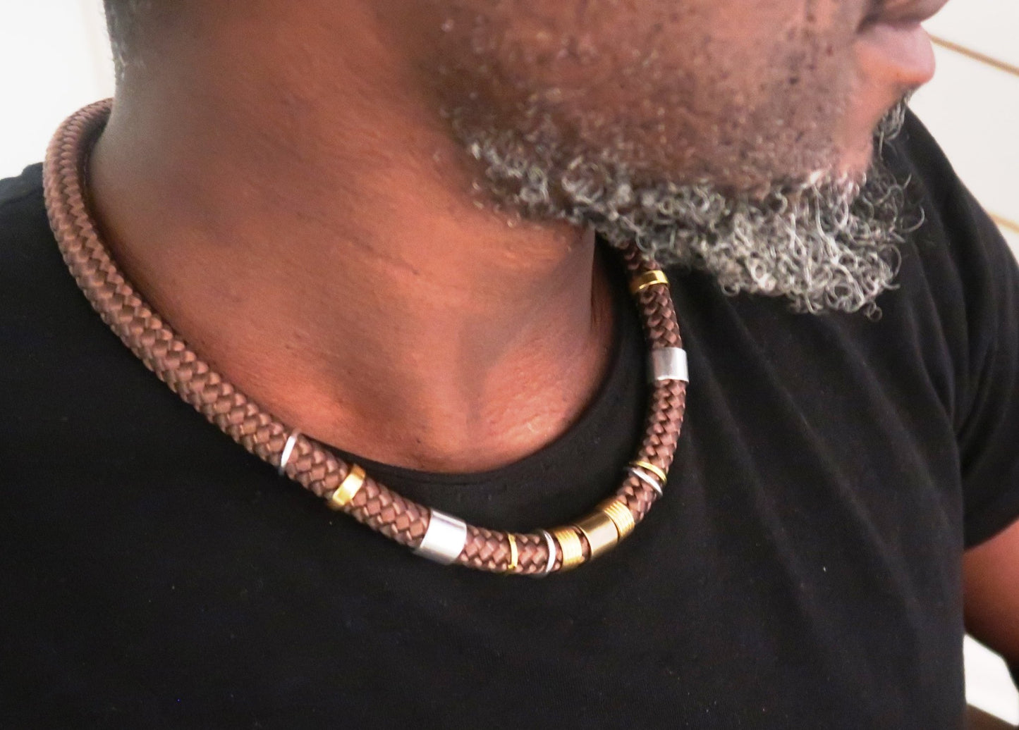 Collier Atoum Cordage et bagues repositionnables en collier homme cordage artisanal africain - KaolackCreations