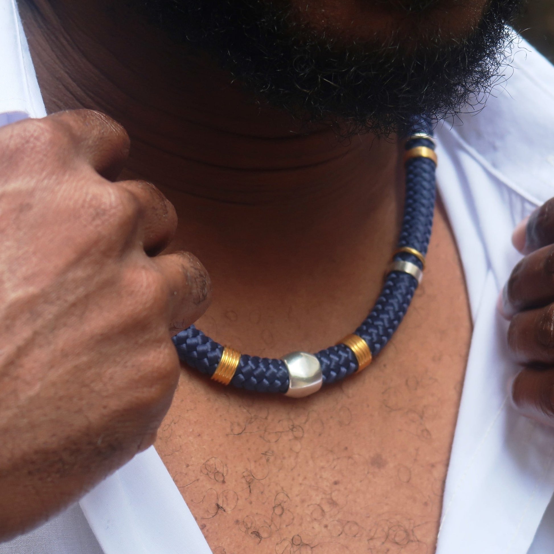 Collier Atoum Cordage et bagues repositionnables en collier homme cordage artisanal africain - KaolackCreations