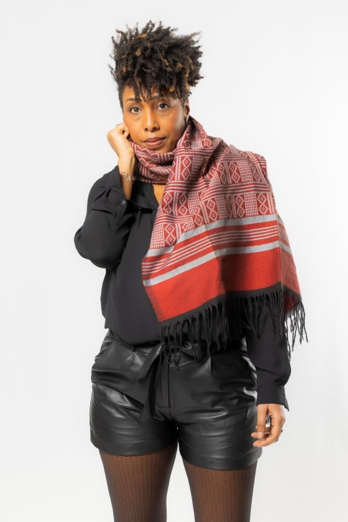 Détails du tissage Manjak rouge – pagne tissé africain traditionnel