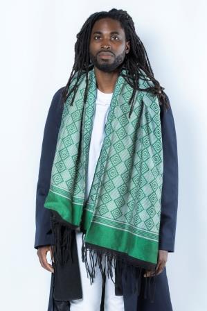 Étole en Pagne Manjak Vert Mixte – Version «de luxe» Édition Très Limitée en Echarpe Etole Manjak de luxe artisanal africain - KaolackCreations