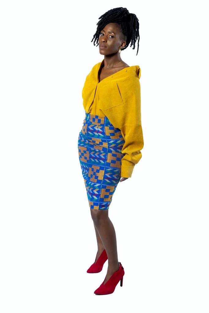 Jupe crayon taille haute Collection "Yaa" en Kente Ashanti (Ghana) en Jupe artisanal africain - KaolackCreations