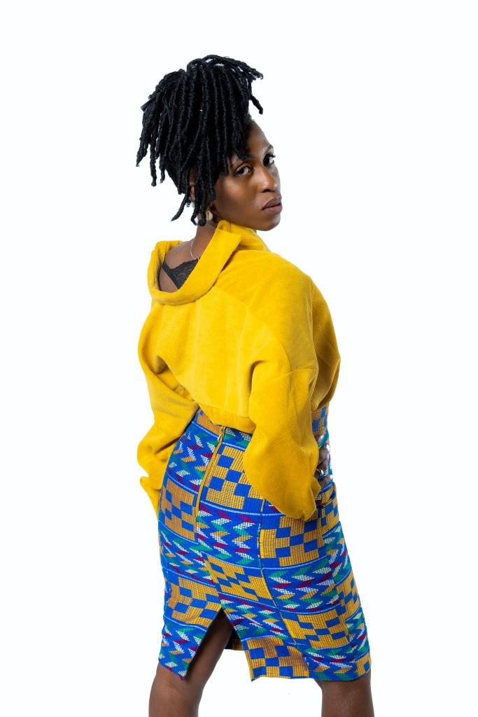 Jupe crayon taille haute Collection "Yaa" en Kente Ashanti (Ghana) en Jupe artisanal africain - KaolackCreations
