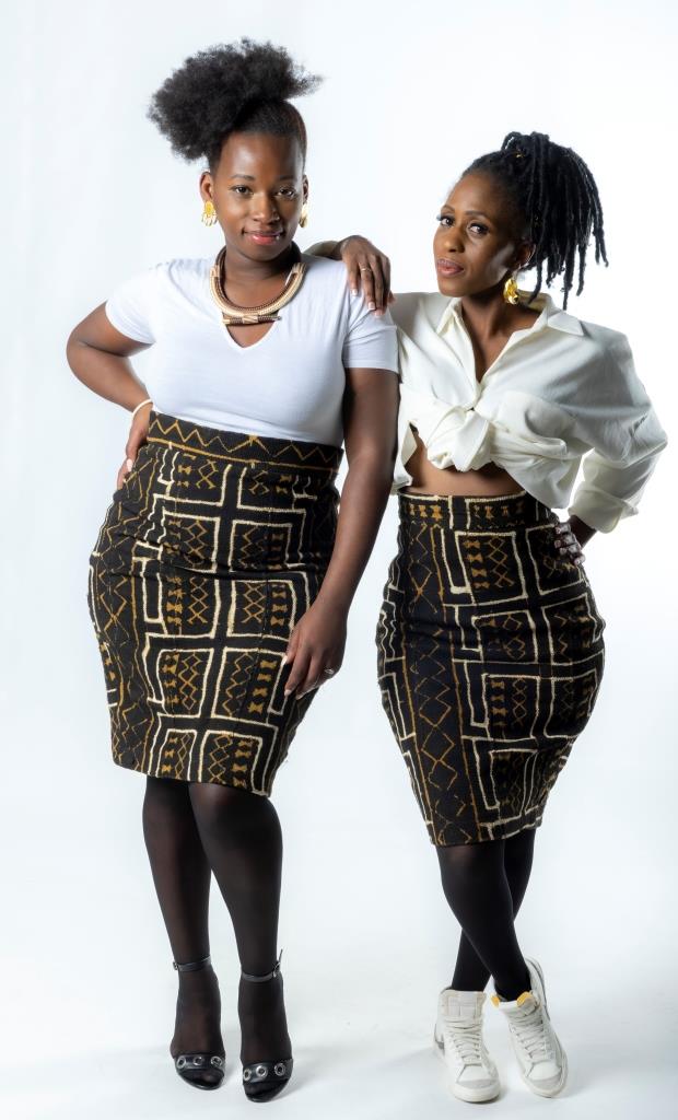 Jupe crayon taille haute "Kaarta" en bogolan marron - 100% coton tissé à la main en Jupe Bogolan crayon taille haute artisanal africain - KaolackCreations