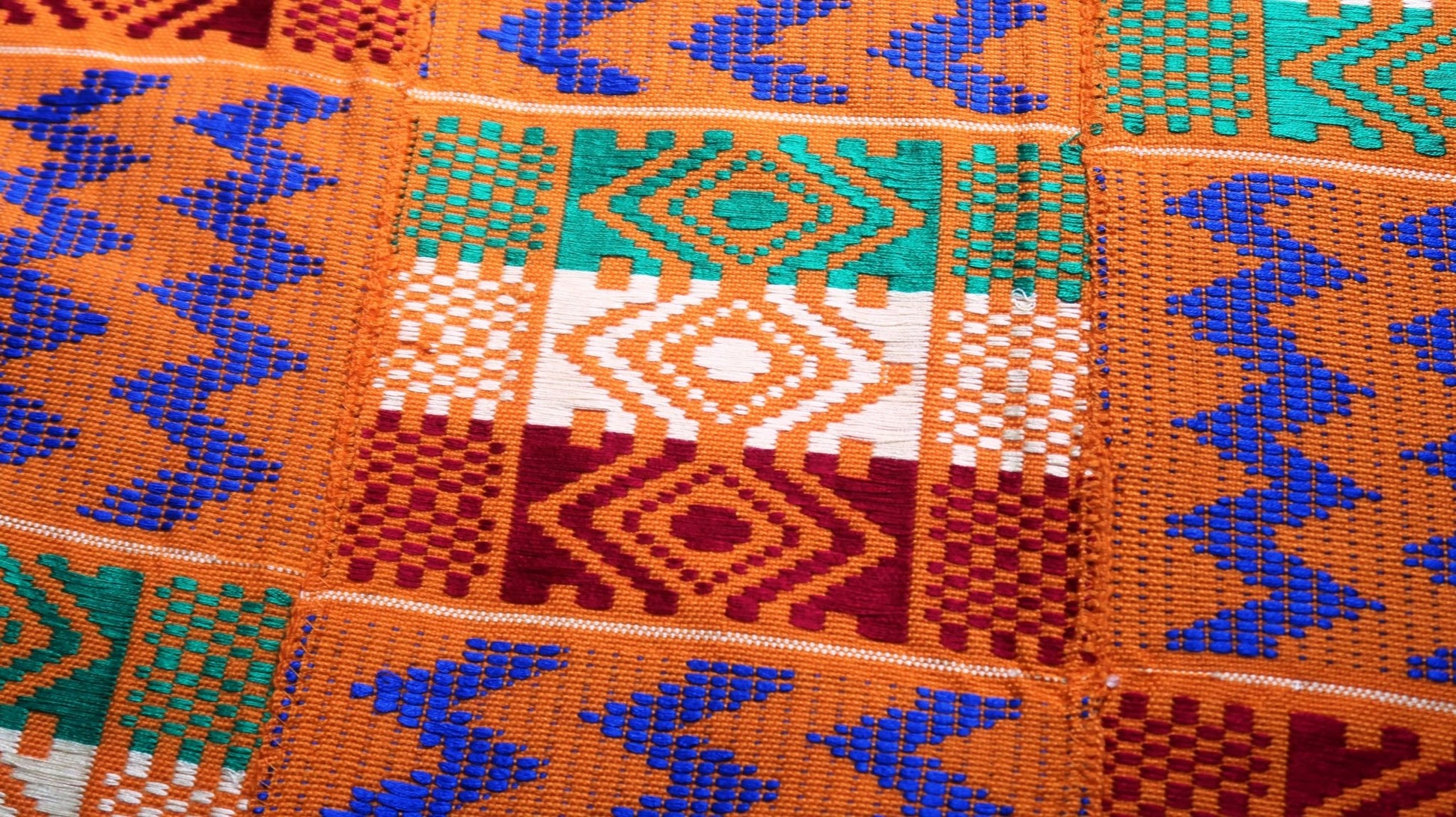 Pièce de Kente traditionnel "Yaa" tissé à la main orange (Bonwere, Ghana) en Kente ou Kita, pièce à coudre artisanal africain - KaolackCreations